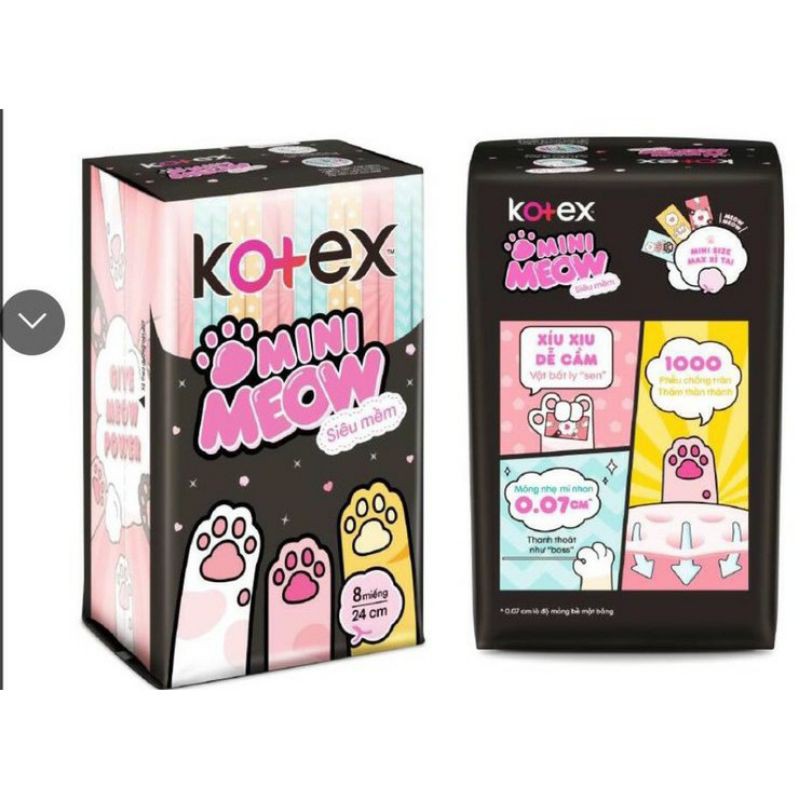 BĂNG VỆ SINH KOTEX MINI MEOW 24cm siêu mỏng cánh