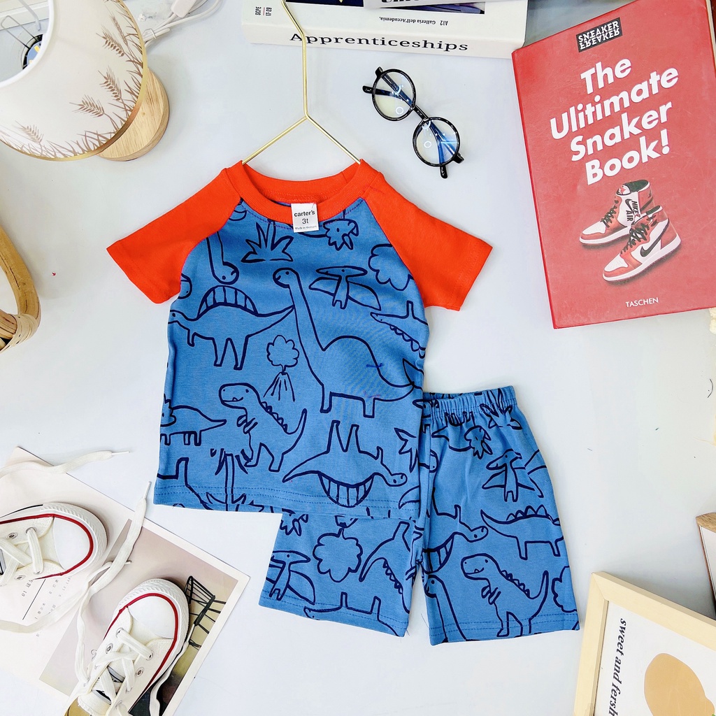 (Link 2) Bộ ngắn raplan Bigbaby chất thun cotton mềm mát họa tiết dễ thương nhiều mẫu cho bé trai 9-19kg