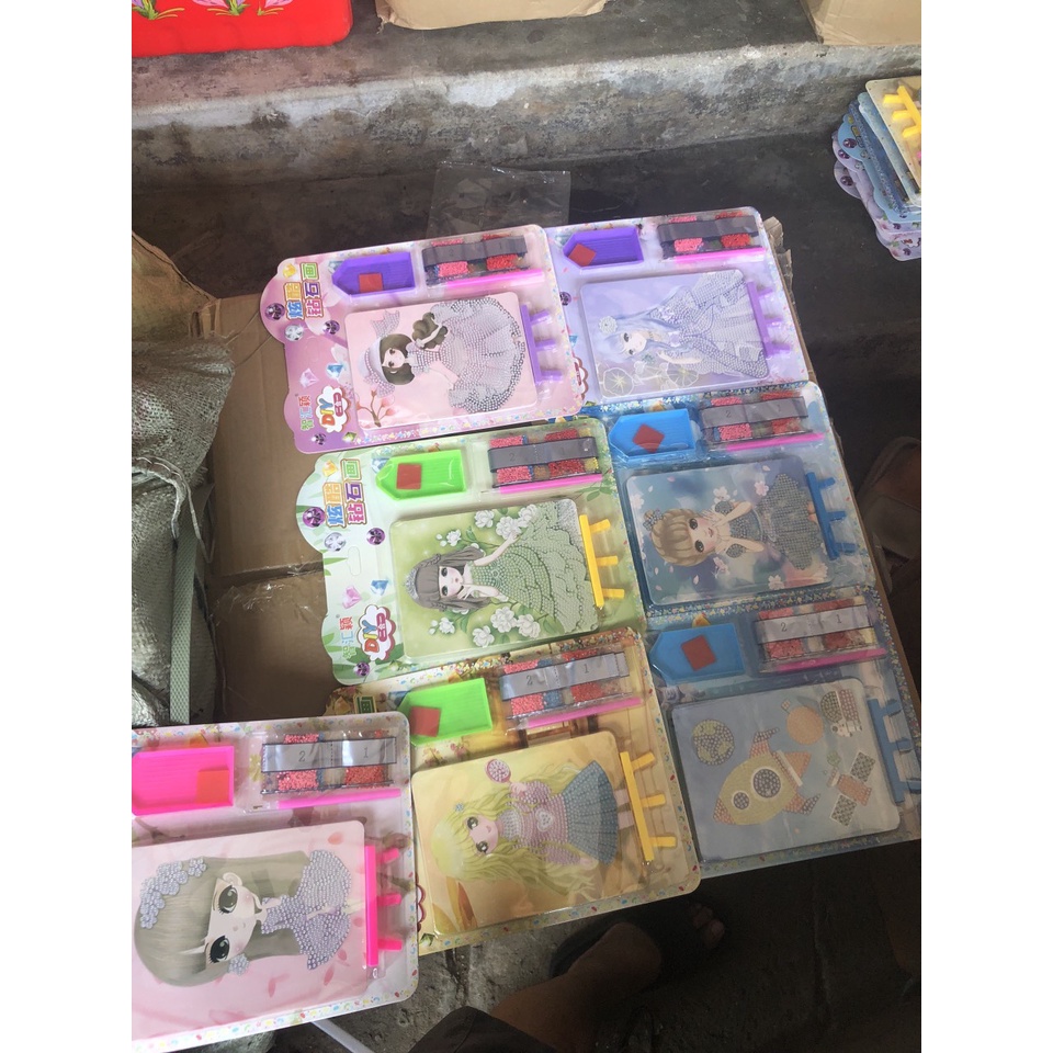 Tranh đính đá khổ to A5, đồ chơi DIY cho bé thủ công, quà tặng độc đáo