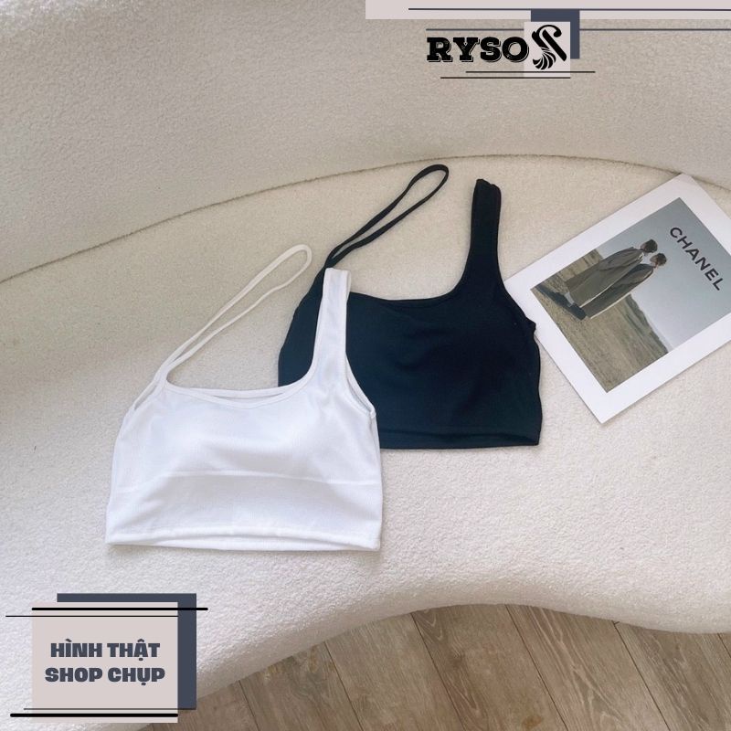 Áo croptop chất thun gân co giãn phối dây chéo siêu xinh