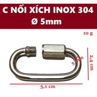 Nối xích, khóa xích sắt, Inox 304 [ Ø 5mm ]