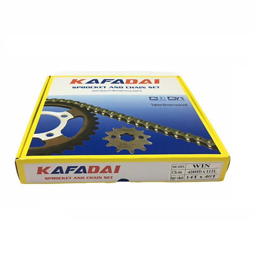 Nhông xích xe máy Win 14T/40T 428HD - 112L Mạ KAFADAI THAILAND