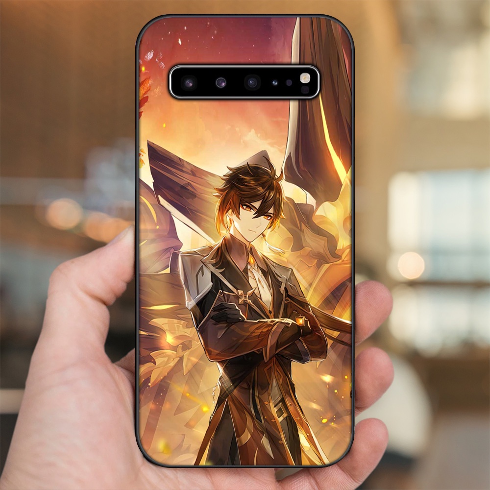 Ốp lưng Samsung S10, S10 5G, S10 Plus viền đen in hình Zhongli Genshin Impact