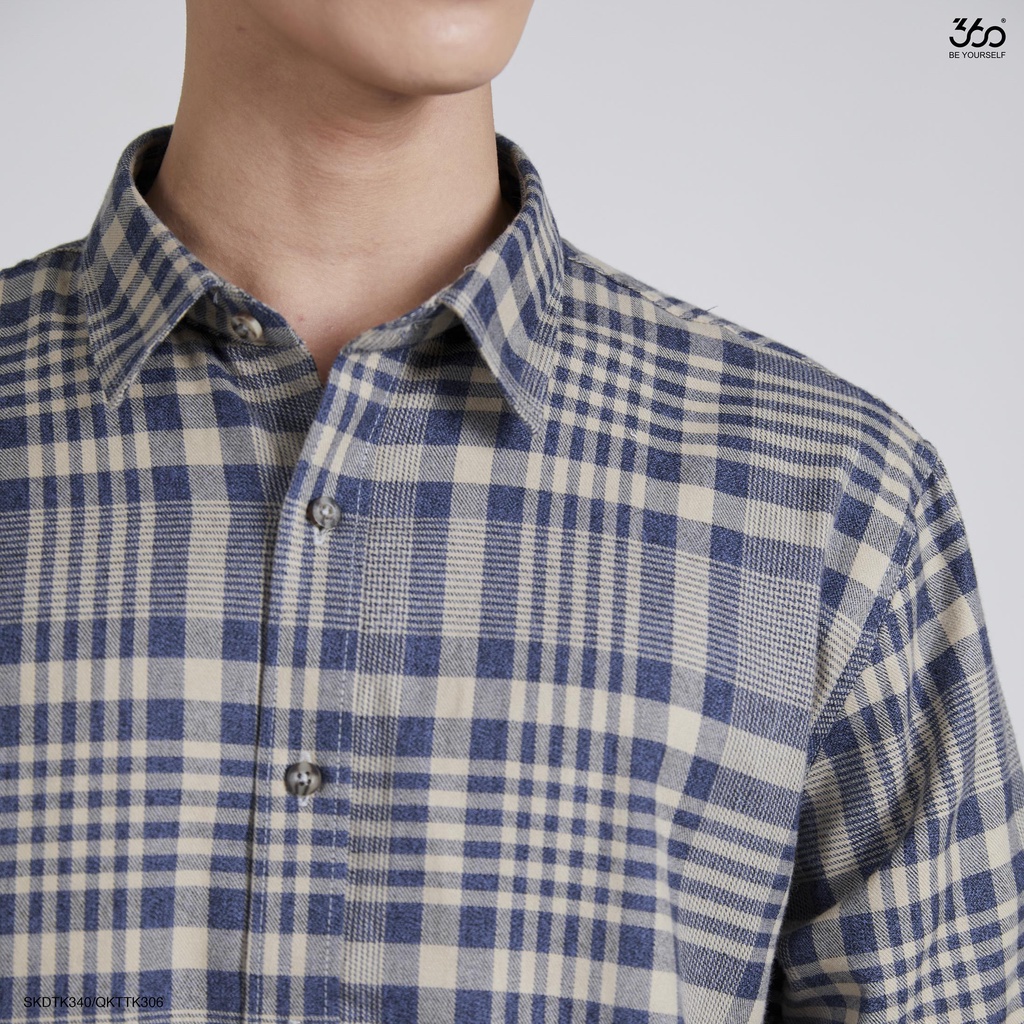 Áo sơ mi flannel kẻ caro dài tay nam thương hiệu 360 Boutique form rộng - SKDTK340