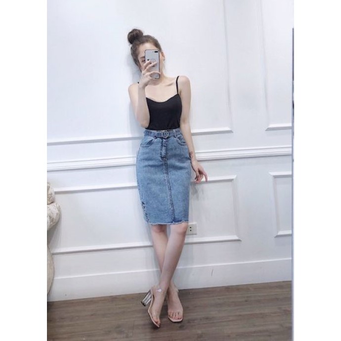 CHÂN VÁY JEAN CHỮ A XẺ TÀ BẤM KHUY ĐỘC LẠ_VÁY CÔNG SỞ ĐẸP | BigBuy360 - bigbuy360.vn