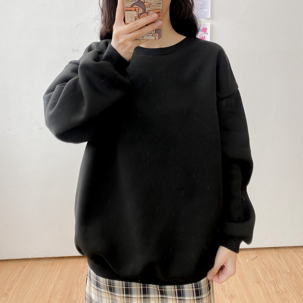 [HÀNG CÓ SẴN] Áo nỉ oversize May Boutique áo nỉ dài tay trơn màu Đen ABS21H_110.001_BL_F | BigBuy360 - bigbuy360.vn