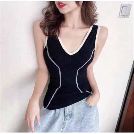 Tuyệt Phẩm-ÁO BA LỖ THUN GÂN COTTON Đệm Sẵn CHIẾT EO HÀN QUỐC (túi zip)