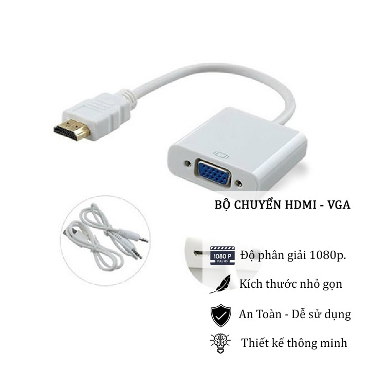 Cáp chuyển đổi tín hiệu HDMI sang VGA có cổng tai nghe Micro USB - Nhiều phân loại hàng