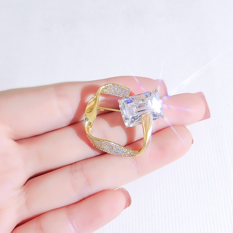 Ghim Cài Áo Đính Đá Zircon Lấp Lánh Thời Trang Hàn Quốc Cho Nữ