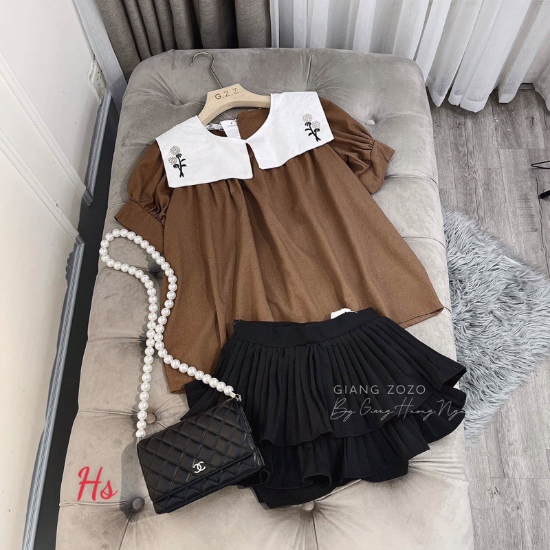 Áo babydoll tay bồng cổ vuông điệu