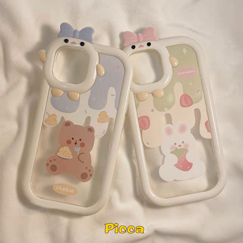 Ốp Điện Thoại TPU Mềm Hình Gấu / Thỏ / Bánh Kem 3D Dễ Thương Cho IPhone 14 13 12 11 Pro MAX 6 6S 7 8 14 Plus XR X XS MAX SE