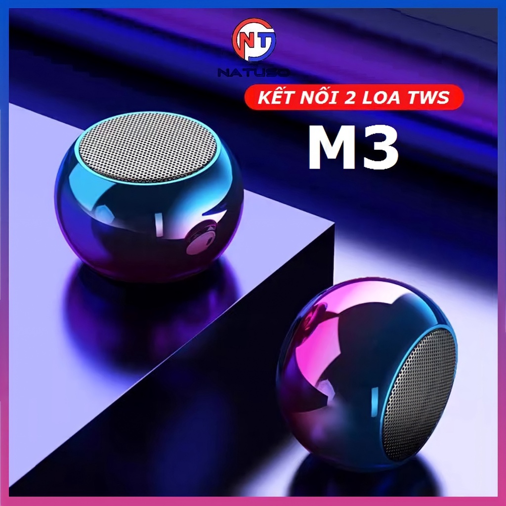 Loa mini bluetooth nghe nhạc không dây M3 vỏ nhôm kết nối 2 loa âm thanh hifi cực hay