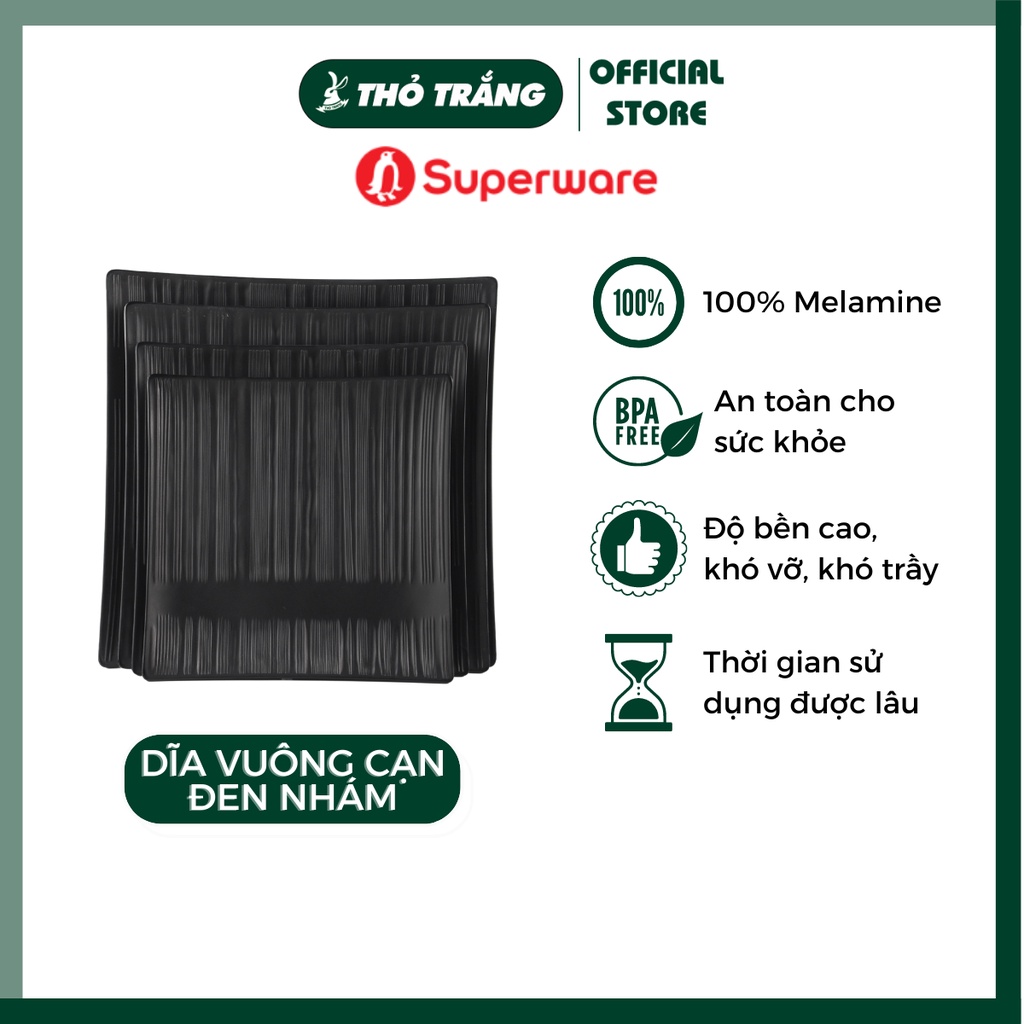 Dĩa nhựa nhám vuông cao cấp Srithai Superware Thái Lan đa dạng mẫu mã, màu sắc