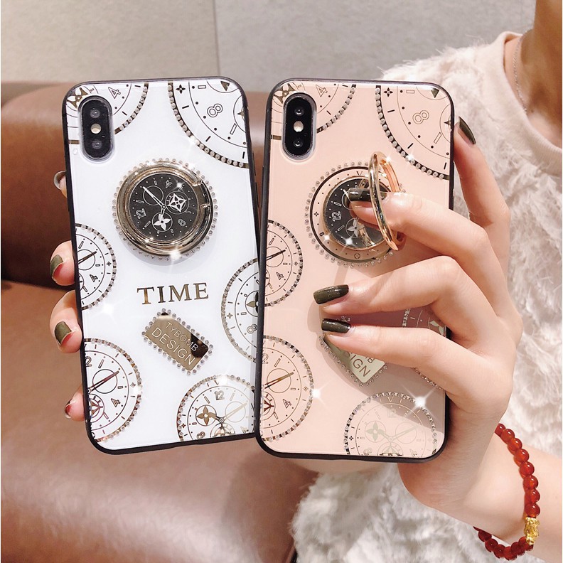 Ốp Lưng iphone-ốp TIME Đính Đá Kèm Ring 6/6s/6p/6sp/7/8/7p/8p/11/11pro/11promax/12/12pro/12promax.