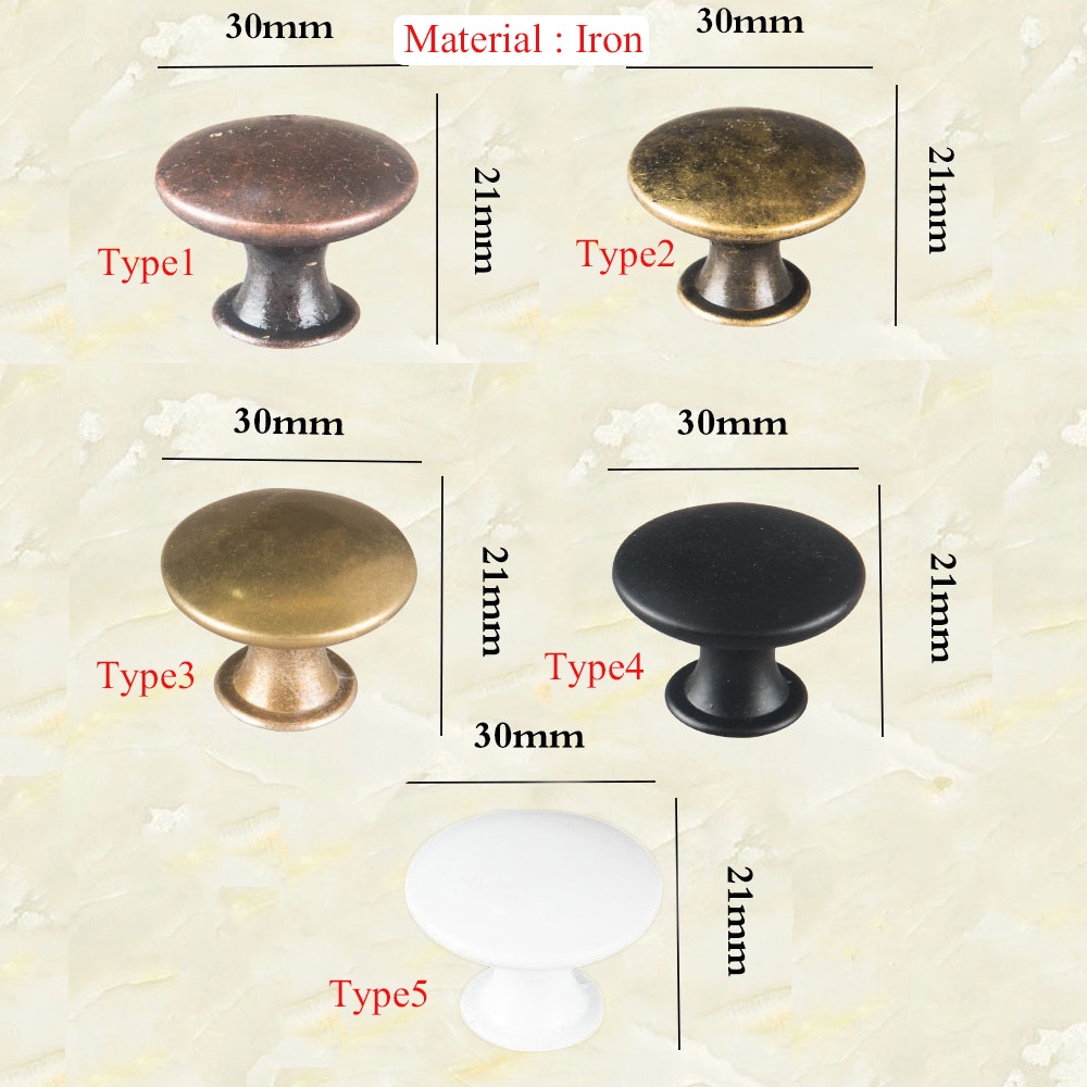 Set 2 tay nắm ngăn kéo hình tròn bằng đồng thau phong cách cổ điển tiện dụng