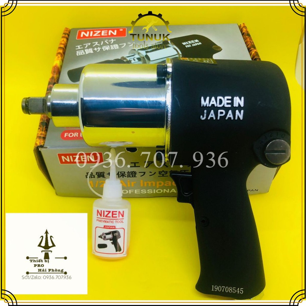 Súng bắn bulong 1/2'' Nizen đen Tunuk, Máy vặn bulong hơi chuyên dụng cho thợ sửa chữa ô tô xe máy