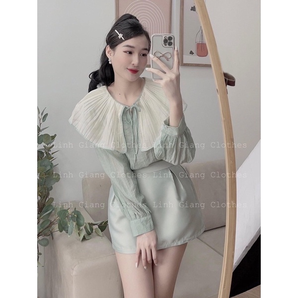 SET ÁO CỔ PETER PHỐI VOAN + CHÂN VÁY MINT 🌷Vừa năng động cá tính mê luôn nạ, Em này mặc đi chơi đi làm đều OK nè