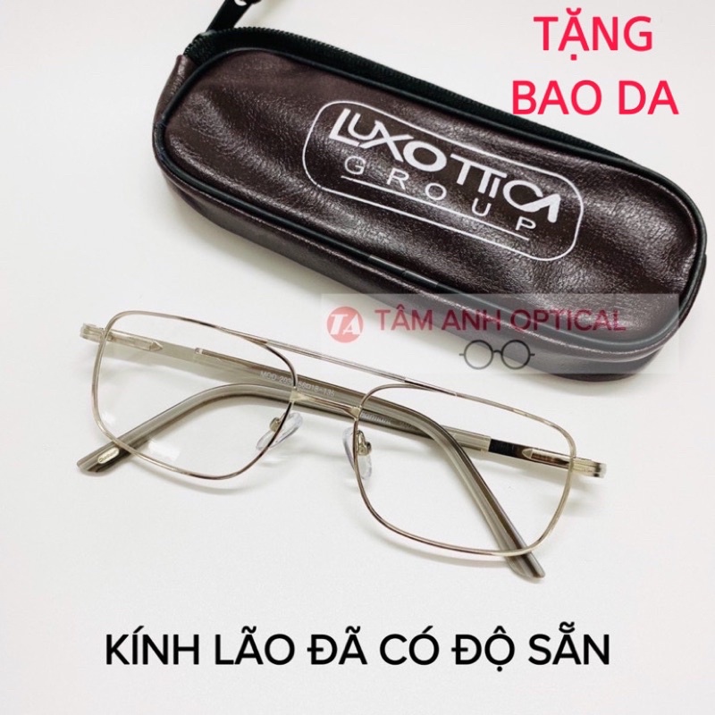 Kính lão nam nữ hai cầu mắt kính đã có độ ( tròng lắp sẵn ) tặng kèm bao da