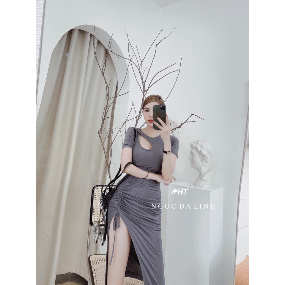 [MẪU MỚI] Đầm Body Khoét Ngực Rút Dây Chất Thun Borip Thích Hợp Mặc Đi Tiệc Đi Làm Đi Chơi