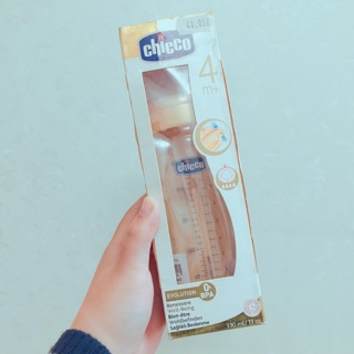 Bình sữa Chicco 330ml nhựa pes cao cấp núm ty silicon 4+