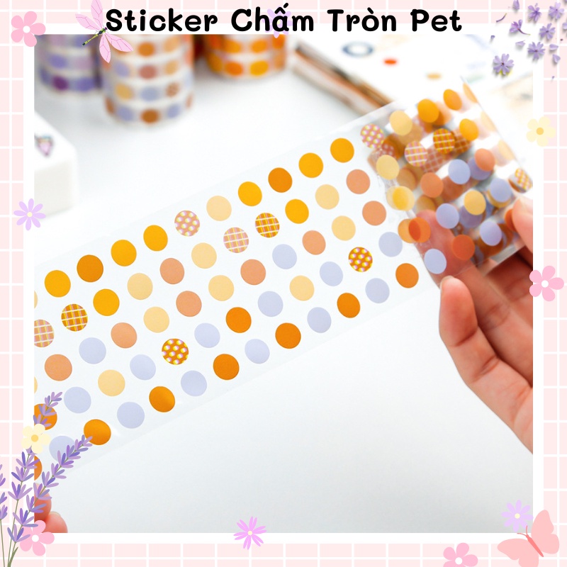 Cuộn Sticker tròn 3m, sticker dán hình tròn dot trang trí sổ, điện thoại, lịch, laptop gocnhocuaco VPP0330