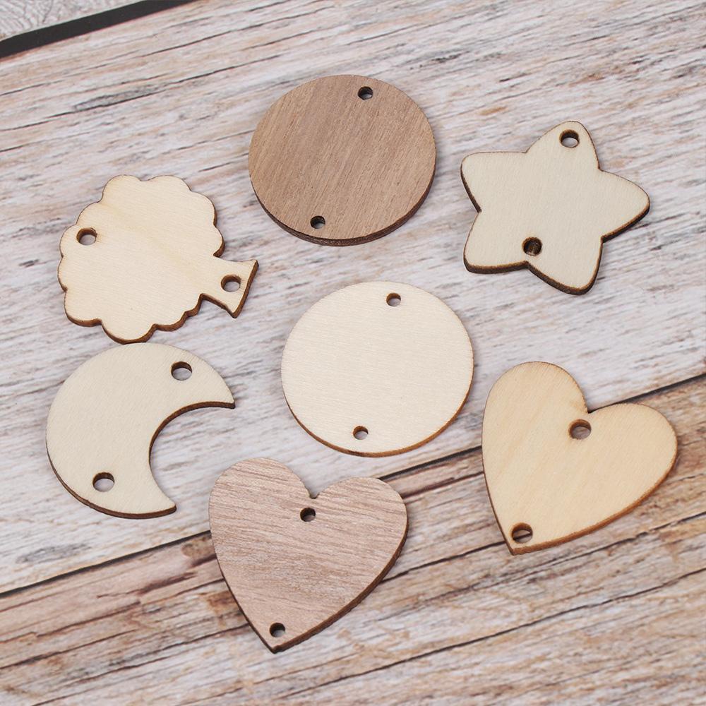 Set 50 Miếng Gỗ Hình Tròn / Ngôi Sao / Trái Tim / Hình Tròn Dùng Để Trang Trí Đồ Thủ Công