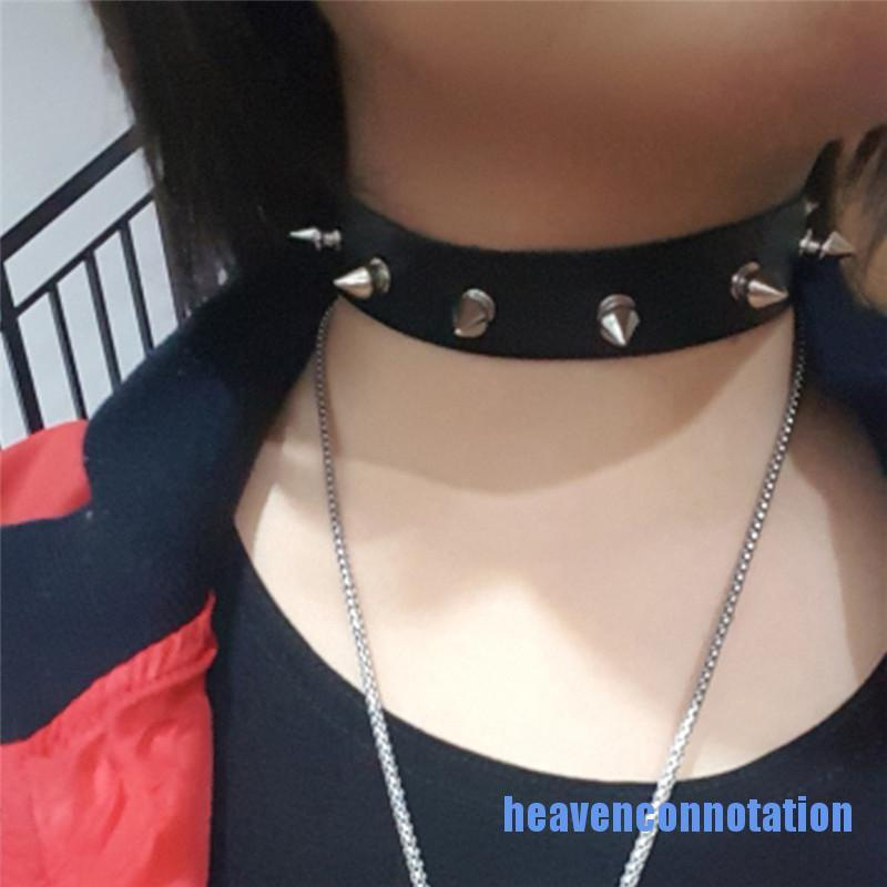 Vòng Cổ Choker Da Đính Đinh Tán Phong Cách Gothic Cho Nữ 0602