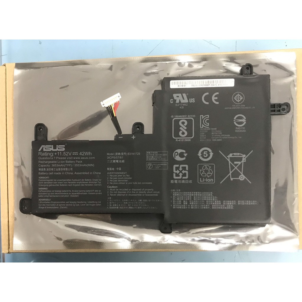 Pin laptop Asus B31N1729 Battery for Asus VivoBook S15 S530 S530U S530UA S530UN X530FN 42Wh HÀNG ZIN- BẢO HÀNH 6 THÁNG