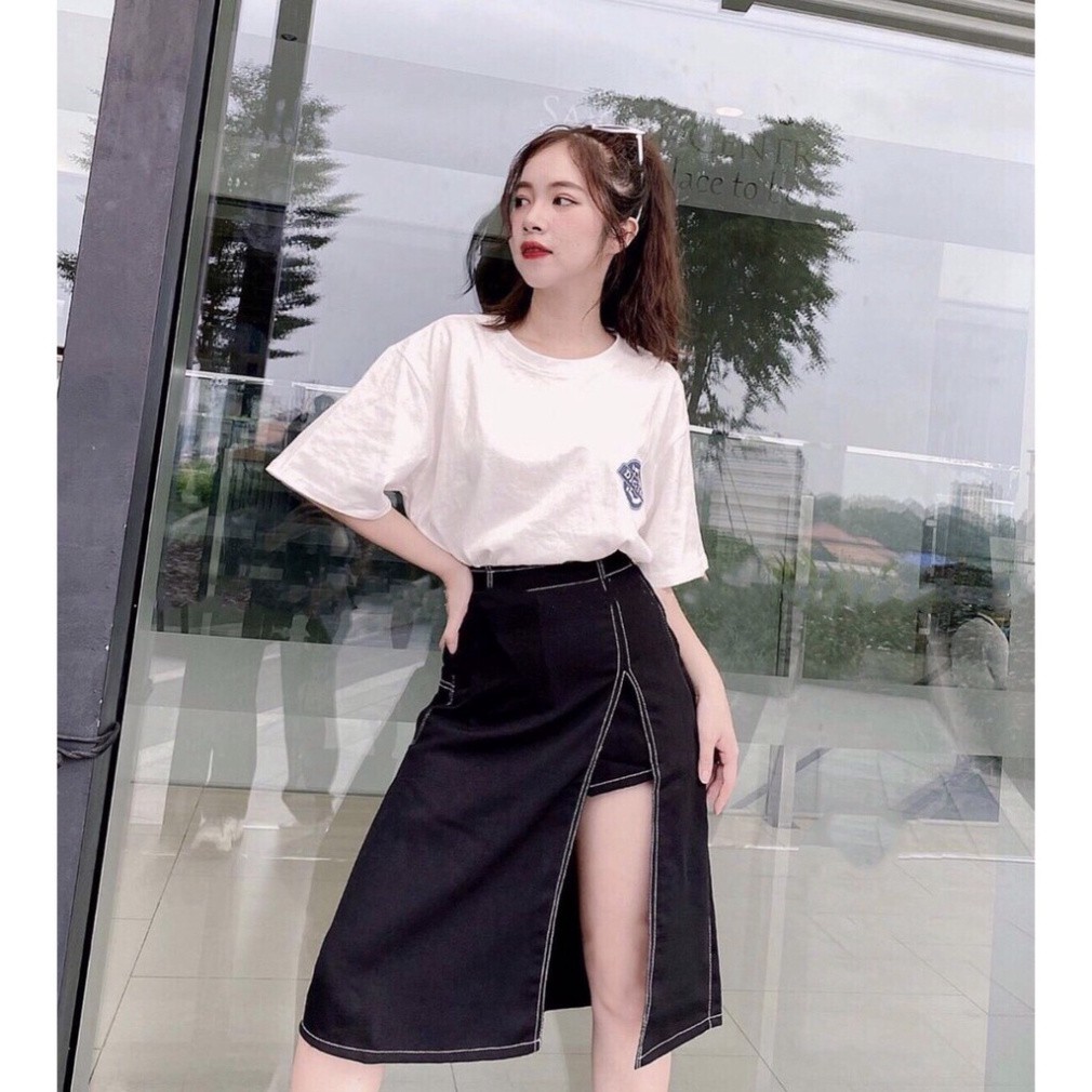 Chân Váy Xẻ Chỉ Nổi Có Quần Trong Khóa Kéo - Đầm Xẻ Tà Hyon skirt ulzzang Siêu Hot