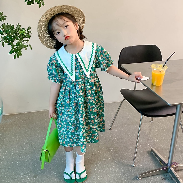 Đầm Công Chúa Cổ Búp Bê In Hoa Dễ Thương Thời Trang Mùa Hè Cho Bé Gái