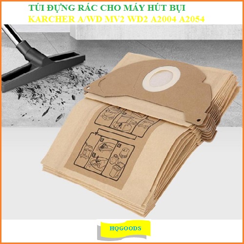 Combo 5 túi chứa bụi dùng cho máy hút bụi dòng Karcher A/WD MV2 WD2 A2004 A2054 - Tiêu chuẩn chất lượng cao