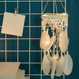 Dreamcatcher phối ren lông vũ treo trang trí đẹp mắt