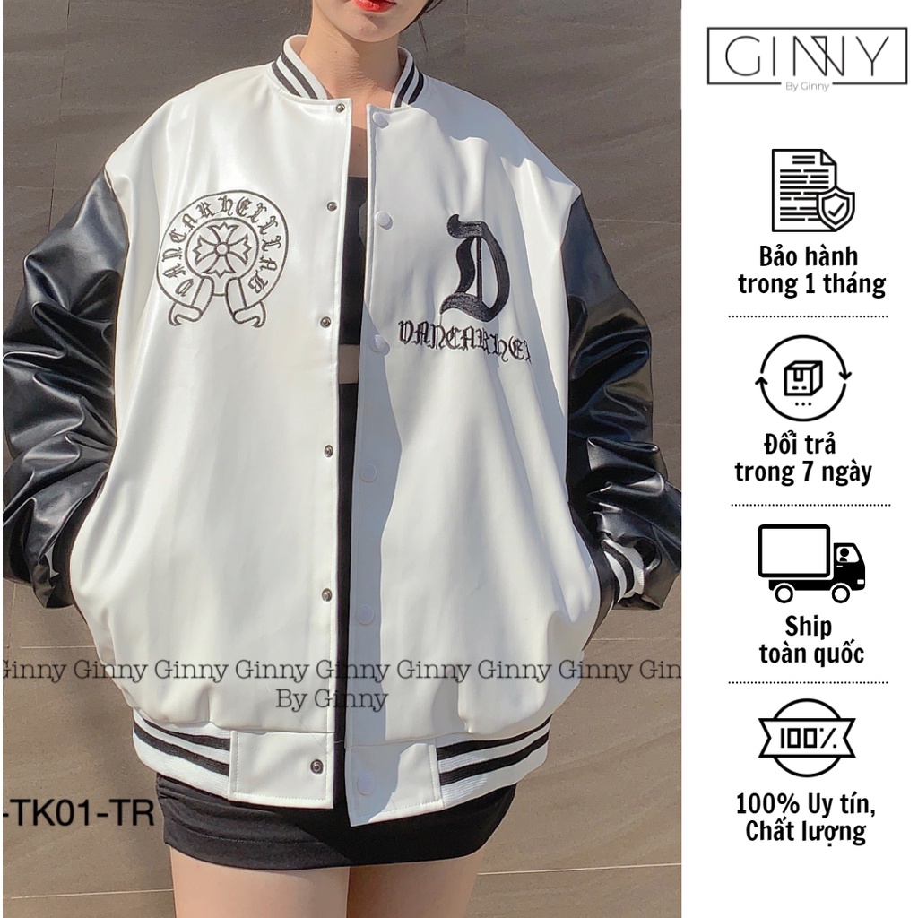 Áo khoác Da Varsity D AKDA-TK01 unisex dày dặn | Siêu đẹp mới ra lò | Siêu cool ngầu