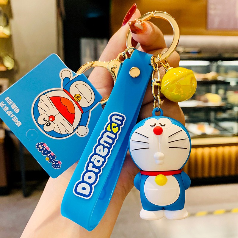 [Mới] Móc khoá Hình Doraemon (3 chi tiết) kèm dây, phụ kiện balo, túi xách xinh xắn