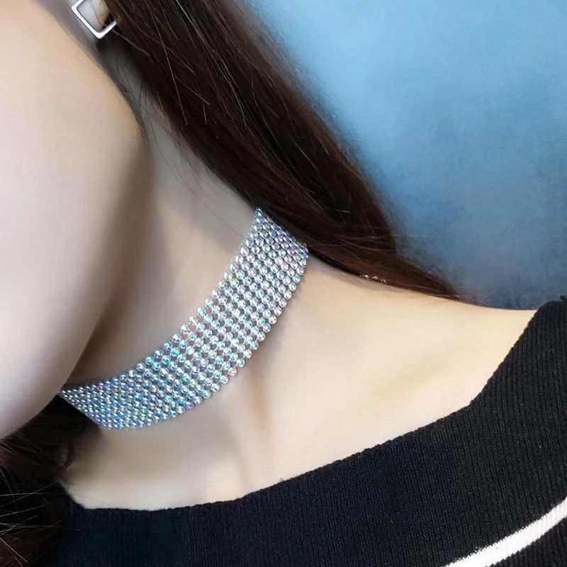 Vòng cổ choker đính đá pha lê đơn giản thời trang cho nữ