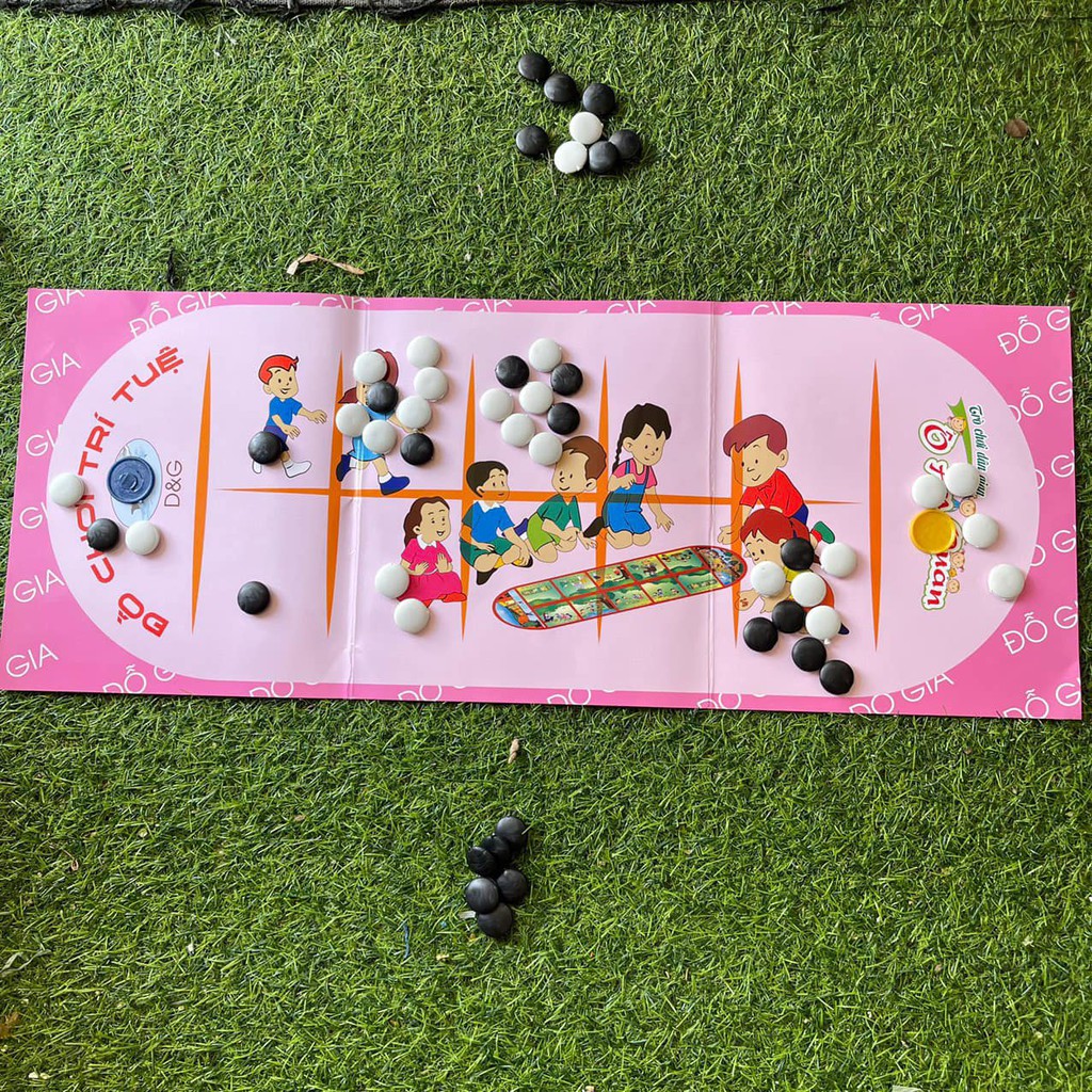 Bộ đồ chơi ô ăn quan 3 trong 1 cỡ to gồm trò chơi ô ăn quan, cờ vây, cờ caro