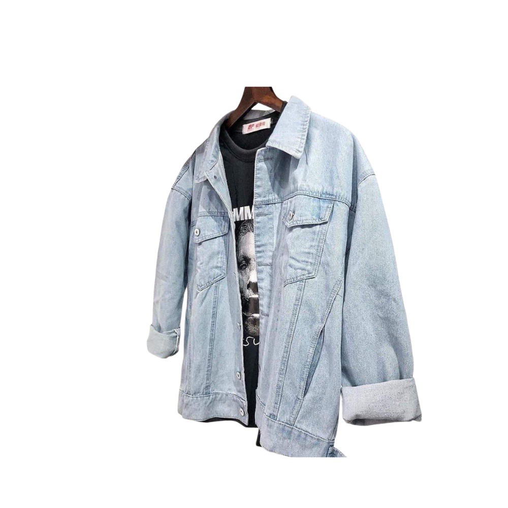 HCM Áo Khoác Jean Nam Kiểu Rách Vai unisex mã:  AKJNA01