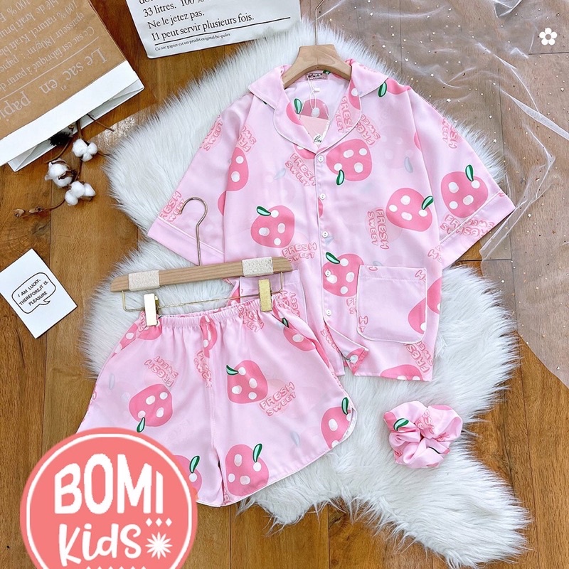 [ 16kg - 35kg ] Đồ Bộ Bé Gái Mặc Nhà Pijama Lụa Cao Cấp Tay Ngắn - Chất Liệu Lụa mềm Mịn Thoáng Mát