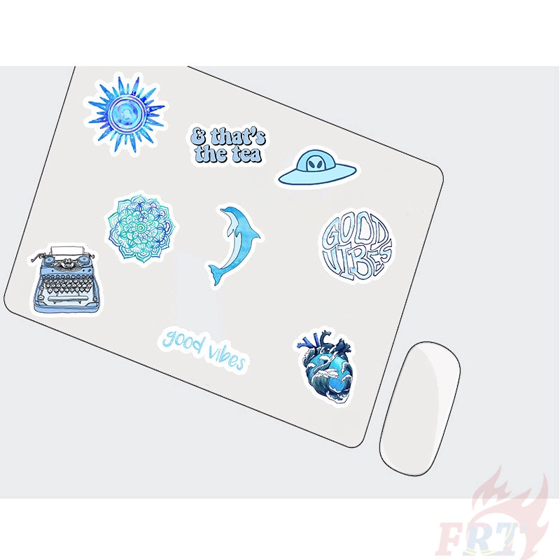 Set 50 nhãn dán họa tiết chữ Vsco - Blue Vibes