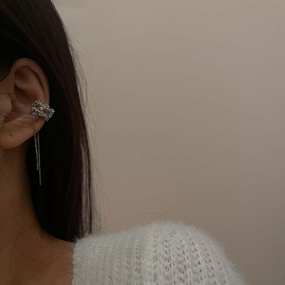 Bông Tai Thời Trang Kiểu Kẹp Đính Nơ Tua Rua VANES1 Cho Nữ