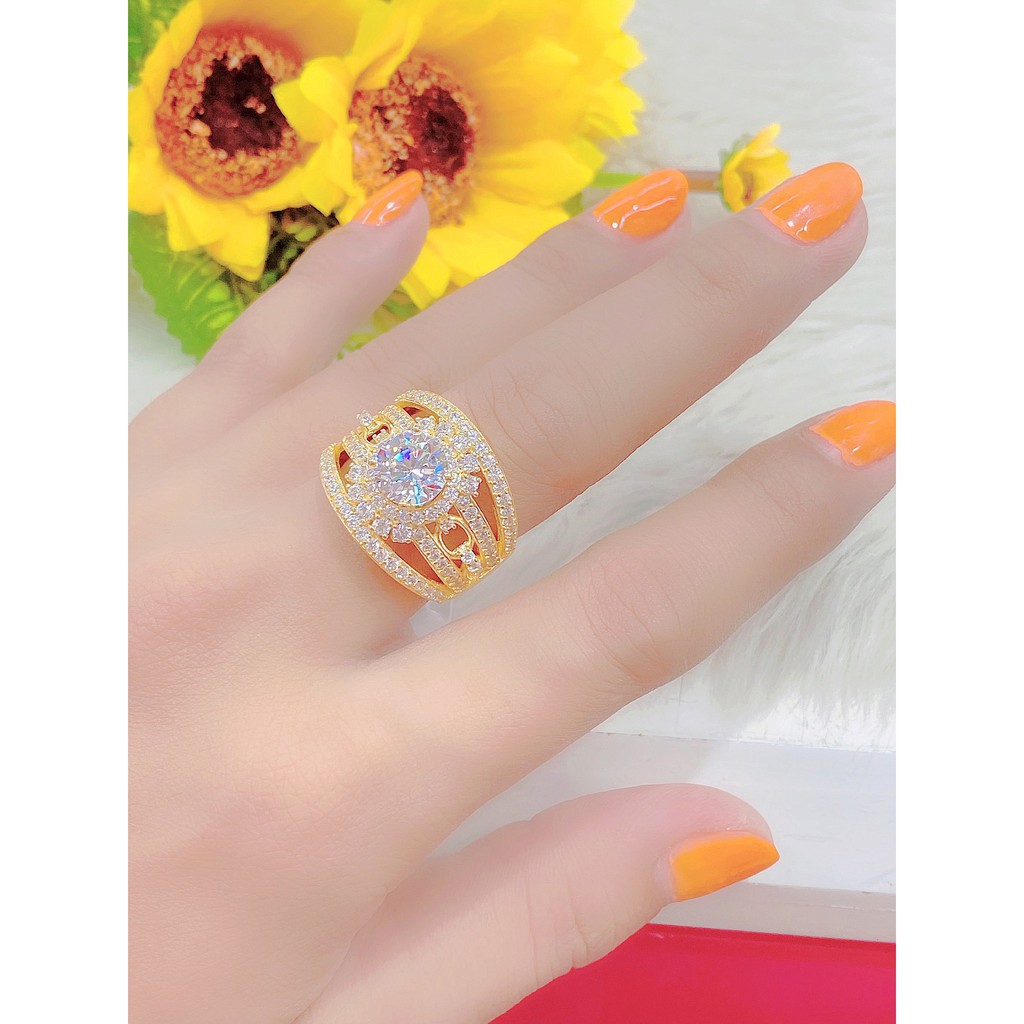 Nhẫn nữ UHA mạ vàng trắng đính đá CZ N567176AT-215 N567153-145 - Trang Sức UHA