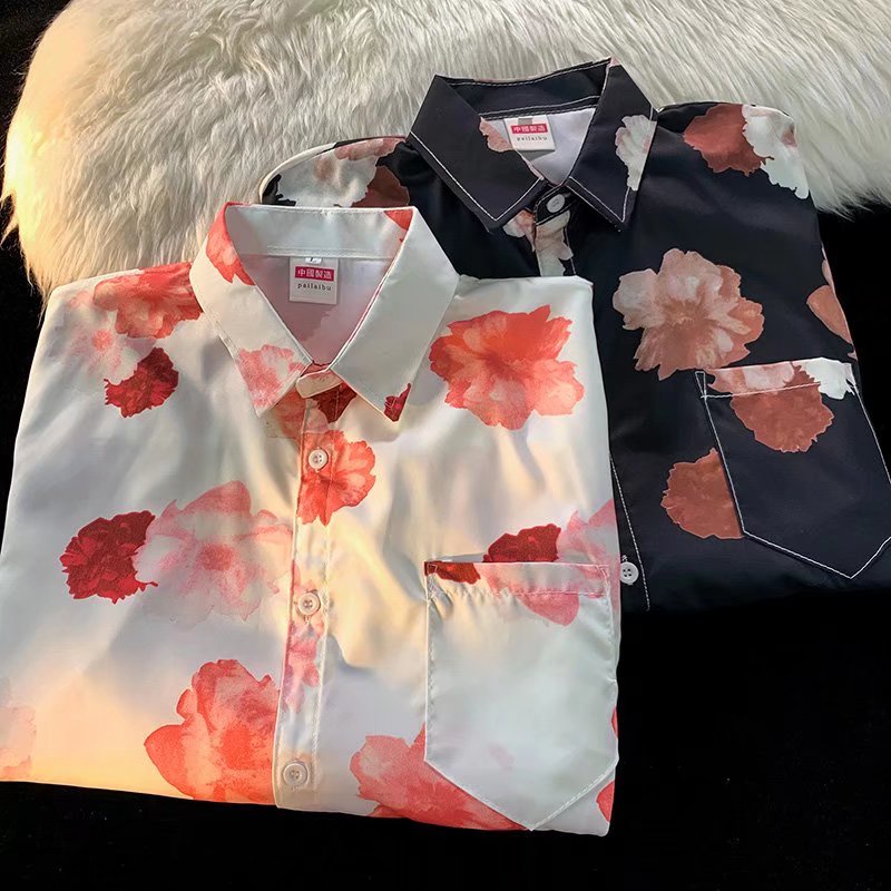 Áo Sơ Mi Tay Ngắn Họa Tiết Hoa Phong Cách Thời Trang Hàn Quốc Cho Nam