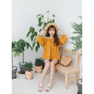 Áo kiểu rớt vai tay dài dễ thương 19