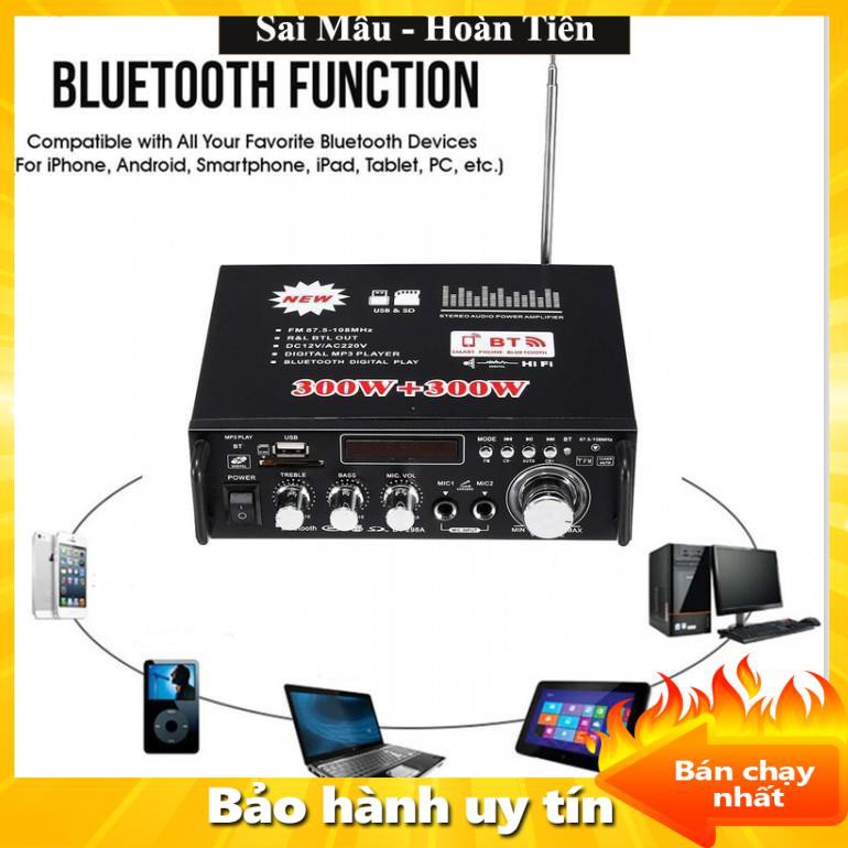 ✔️Amplifier Bluetooth FM Radio Car Home 600W -  Ampli Mini Loa Amly Bluetooth BT309A 800W Âm thanh Cao Cấp - Freeship