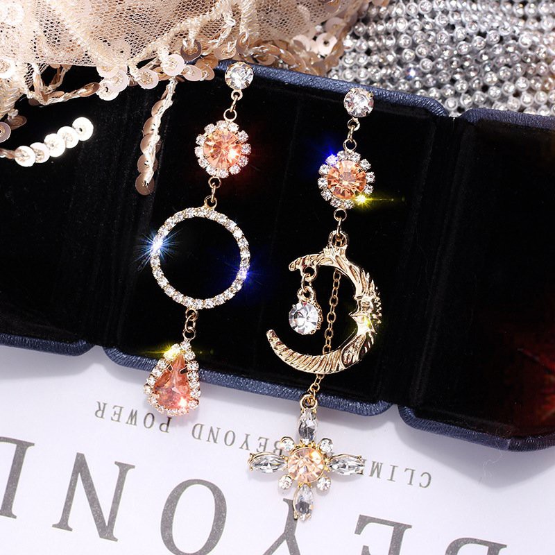 Khuyên bông tai đá cam nhật nguyệt trang sức nữ xinh xắn