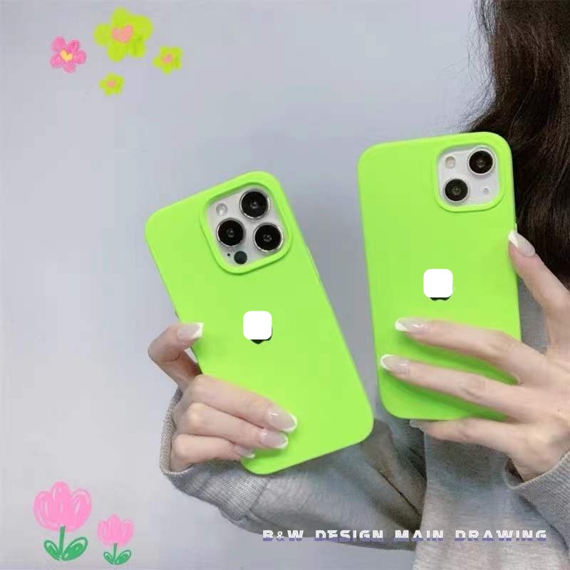 Ốp điện thoại silicon mềm xanh lá dạ quang chống trượt cho compatible for iPhone 13 12 11 promax X XS XR SE2 13/12 mini 6 6S 7 8 plus