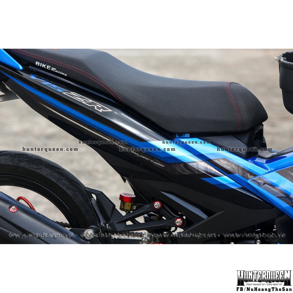 Tem rời in UV cao cấp, Dán xe Exciter 150 đời 2016 - 2019 màu đen xanh. Mẫu decal Y15ZR hoa văn chìm ẩn