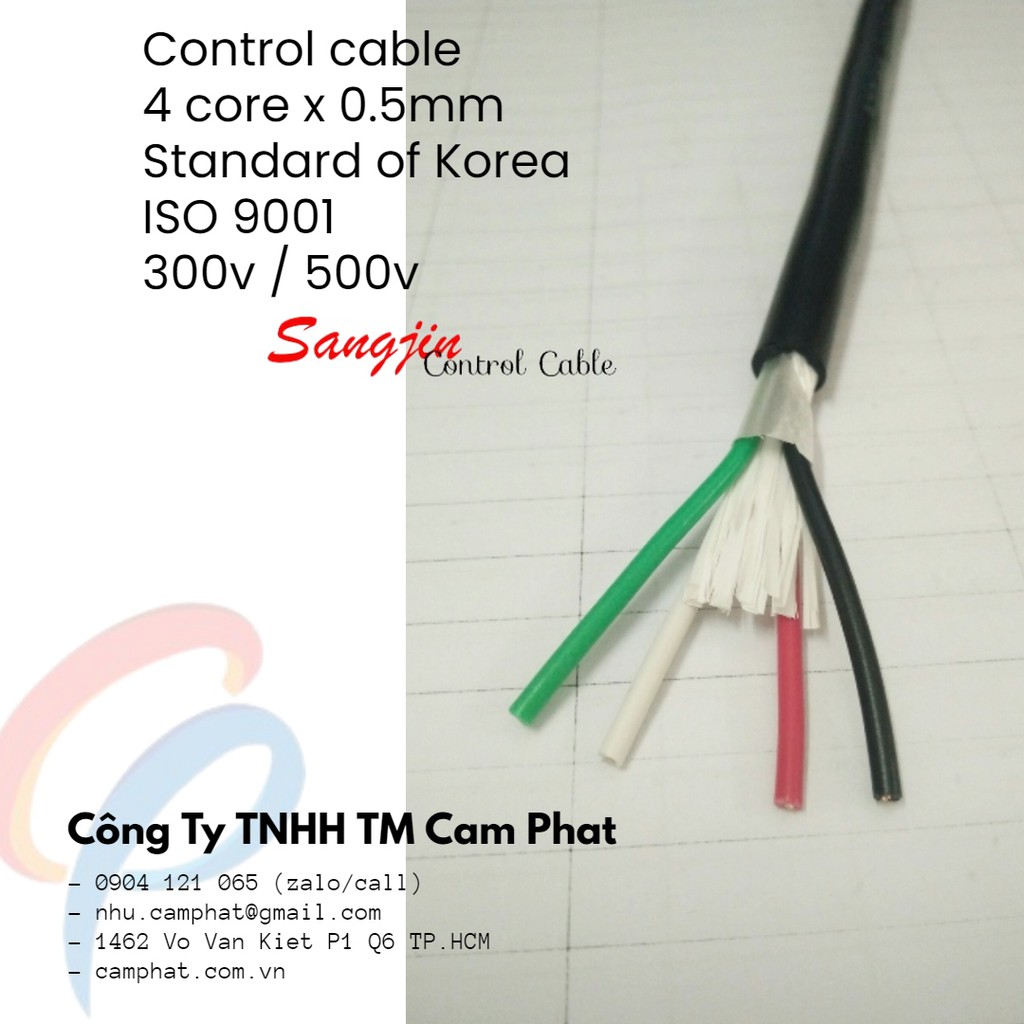 Cáp điều khiển 4 lõi x 0.5 SQMM Sangjin (Điện áp 500volt)