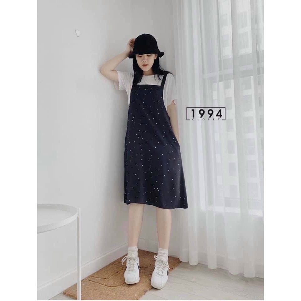Sét yếm chấm bi mix pull trắng