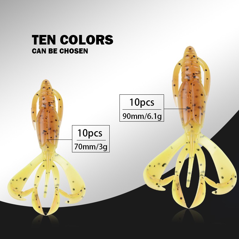 Set 10 mồi câu cá giả bằng silicon 70mm / 3g 90mm / 6.1g